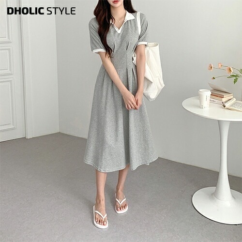 [メガ割りSALE]配色カラーピンタックワンピース・p404451