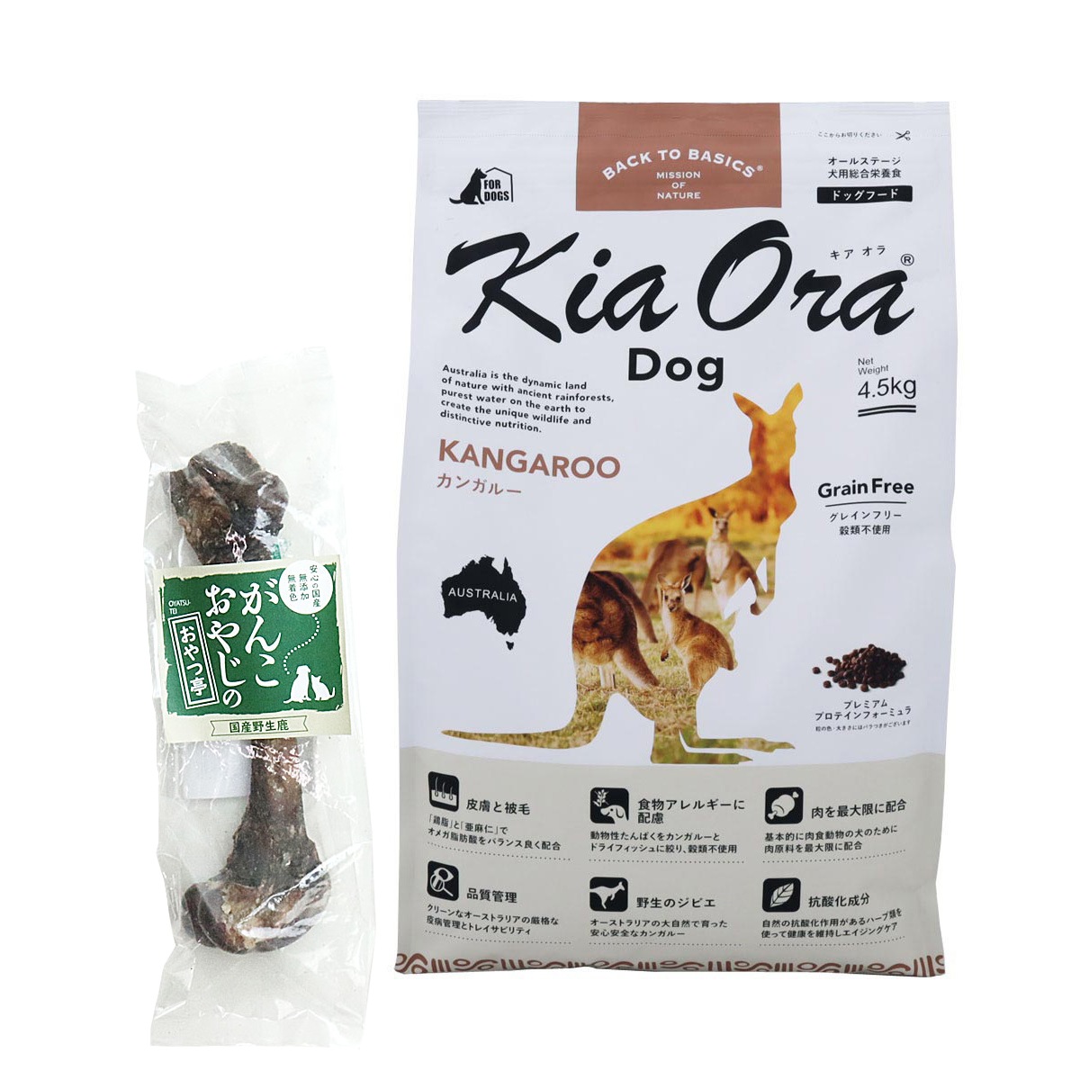 ドッグフード カンガルー 4.5kg【国産鹿レッグボーン 1本Mサイズ付き】