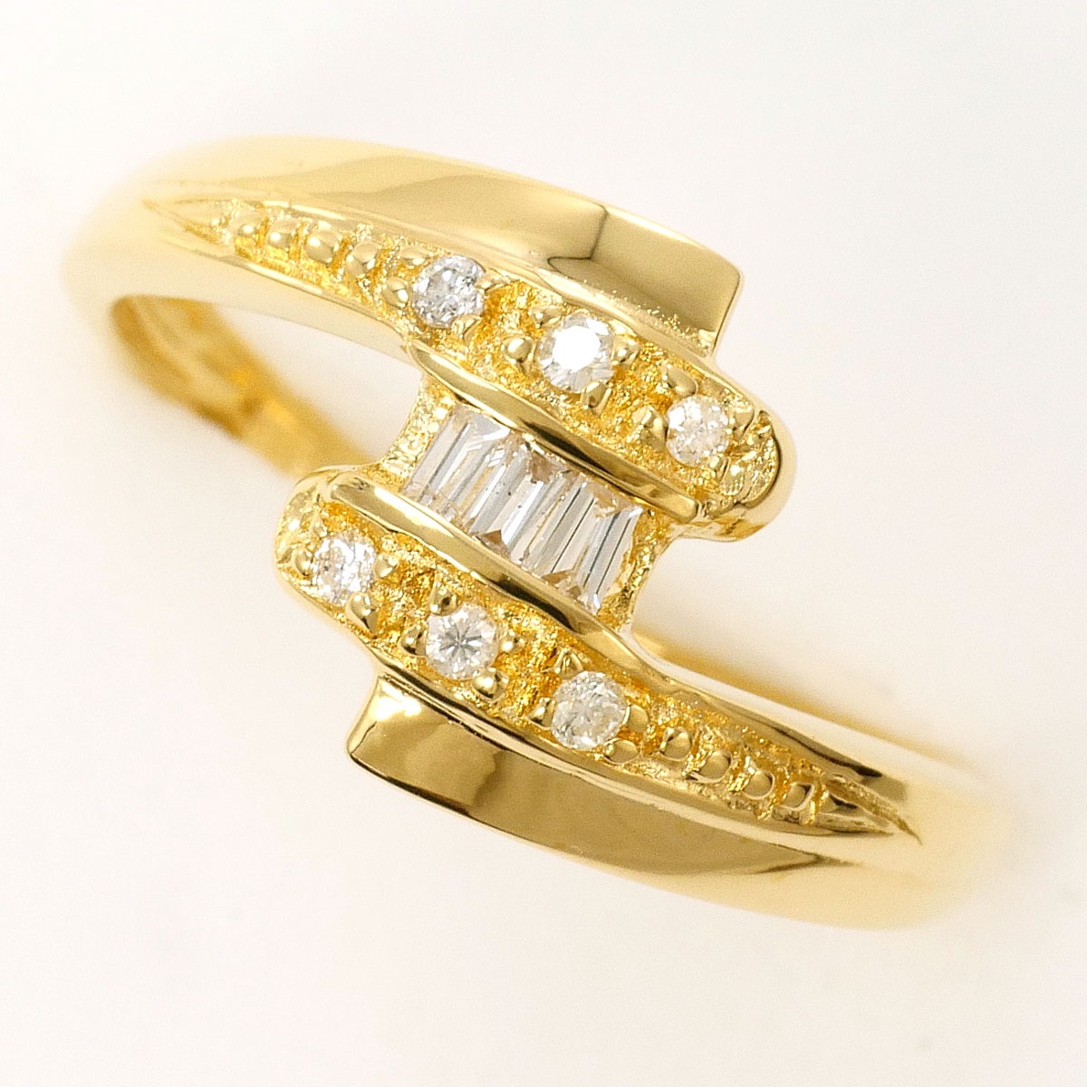 K18 18金 YG イエローゴールド リング・指輪 12号 ダイヤモンド 0.13ct 総重量約2.5g 中古