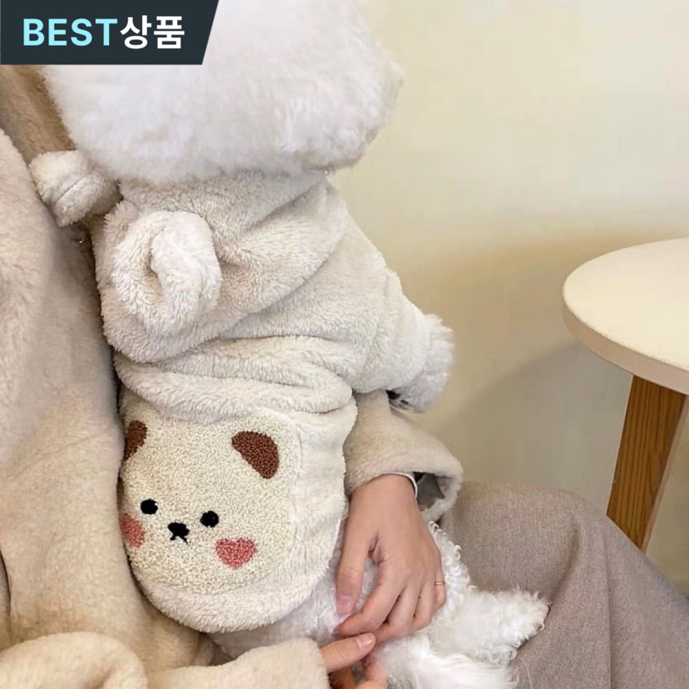 バウアンコ子犬フリース冬服フード