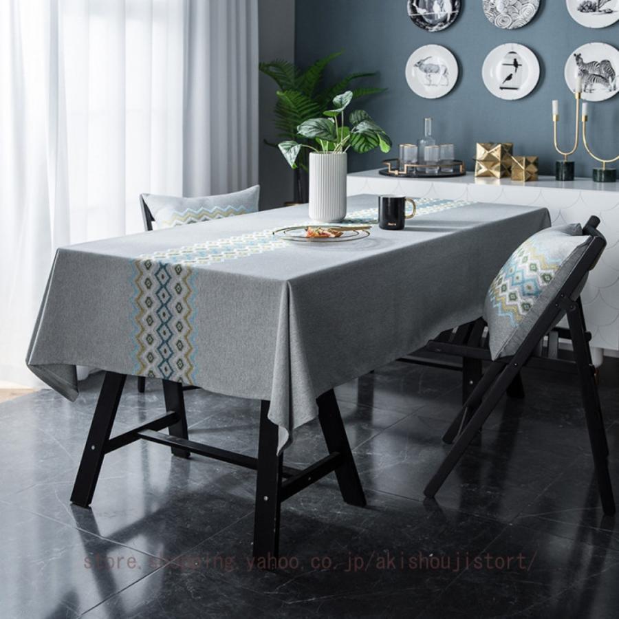 テーブルクロス 食卓カバー シンプル 長方形 天然素材 抗菌 耐久性 北欧風 おしゃれ 防塵 耐熱 擦り傷防止 お手入れ簡単 幾何学柄 厚手 テーブルカバー