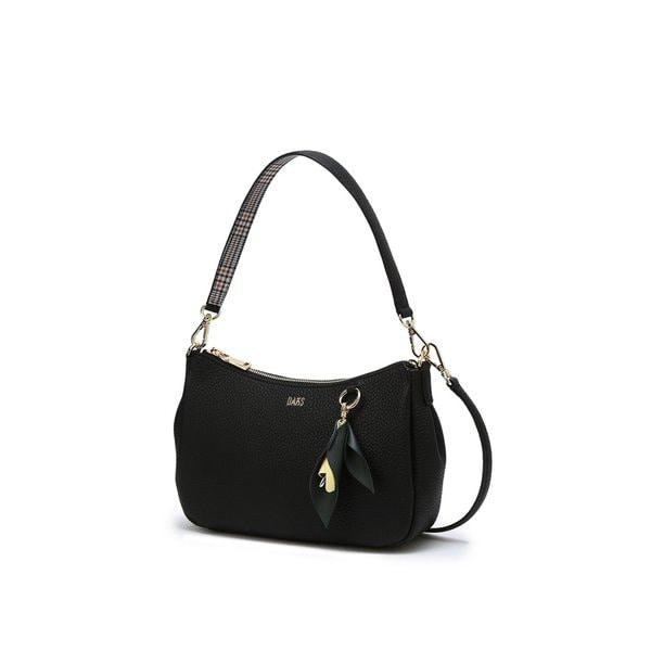 [26SS] [ミスティフラワーブラック フラワーチャーム装飾レザーショルダーバッグ S DCBA6E542BK