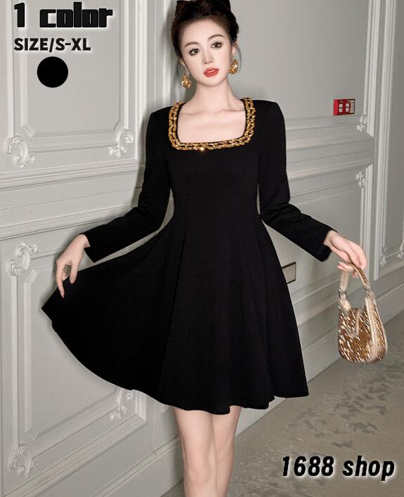 人気新作2025 タイトワンピース 姫系ワンピース　シンプル　ワンピース インポート ひざ丈 ミドル丈 エレガント　韓国ファッション シンプル Vネック パーティドレス 長袖　お嬢様 セクシー ミニワ