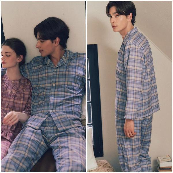 プラス ポリ チェック メンズ パジャマ セット VPA4555MSSG