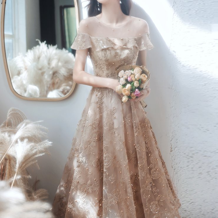 オフショルダービジューミディ丈ワンピース パーティードレス ワンピース 結婚式 披露宴 卒業式 入学式 発表会 二次会 フォーマル 20代 30代 40代 大人 レディース 春 夏 秋 冬