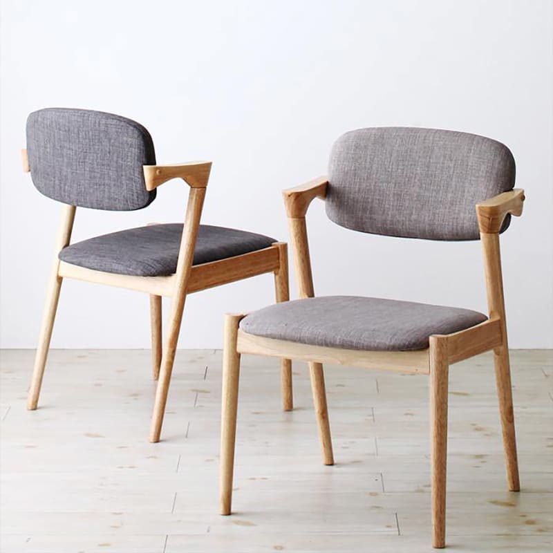 ナチュラル 2脚セット ダイニングチェア 2脚セット 北欧 天然木 無垢材 肘付き LESSCHAIR04