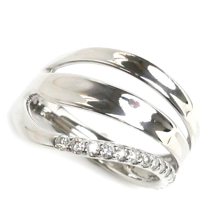 K18WG ホワイトゴールド リング指輪 ダイヤモンド0.20ct 12.5号 5.2g レディース 中古 美品