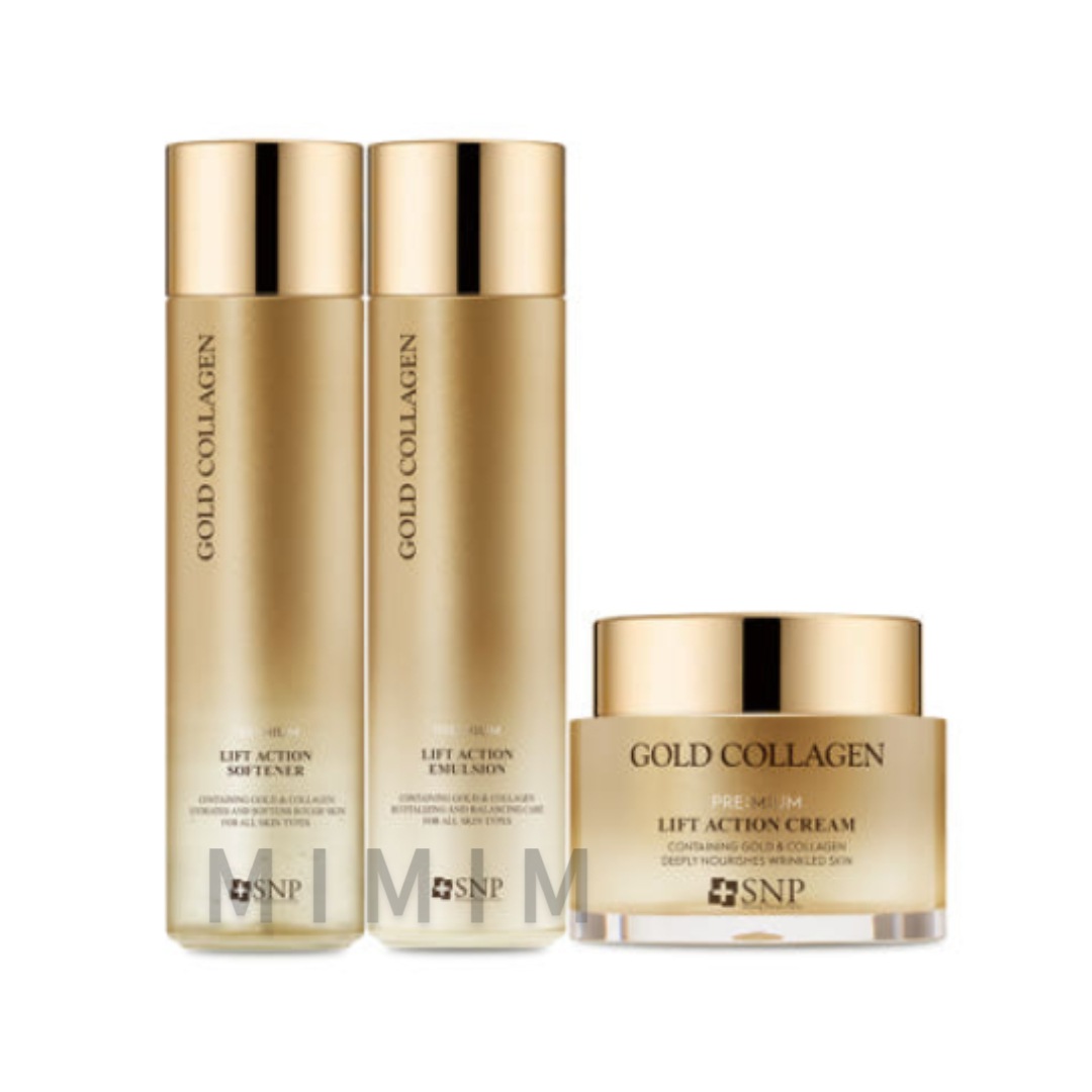 Snp プレミアムゴールドコラーゲンクリーム スキンローション 3種基礎化粧品セット リフトアクション 栄養 弾力補給 5,295円