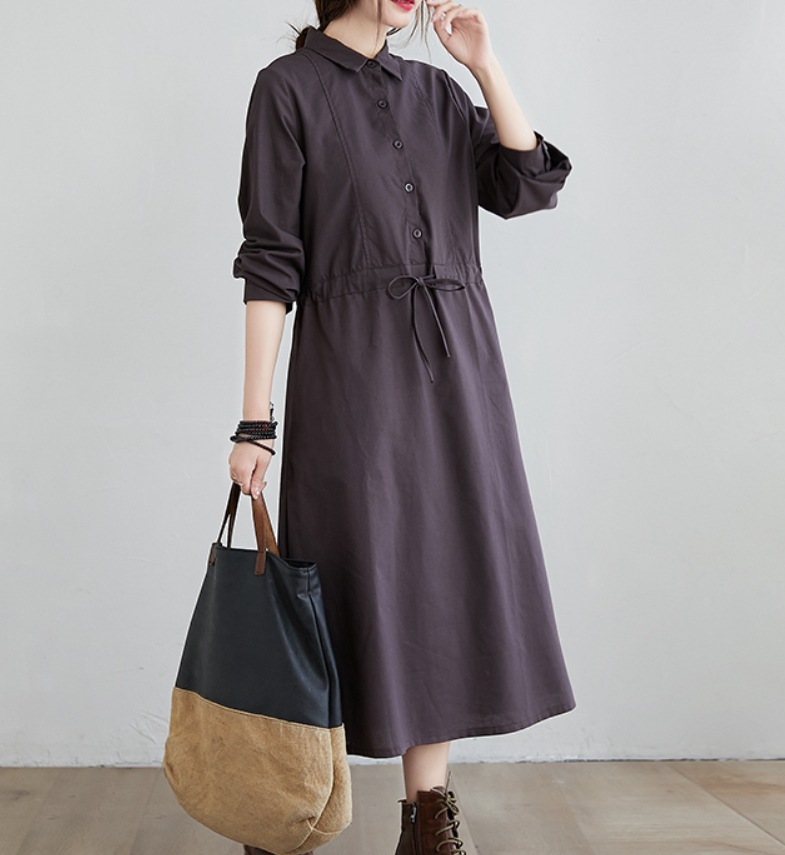 ワンピース デート モテアイテム シャツワンピース ミモレ丈 長袖 ウエストリボン 可愛い きれいめ 上品 おしゃれ かっこいい 可愛い ラブリー キュート ガーリー クール モード系