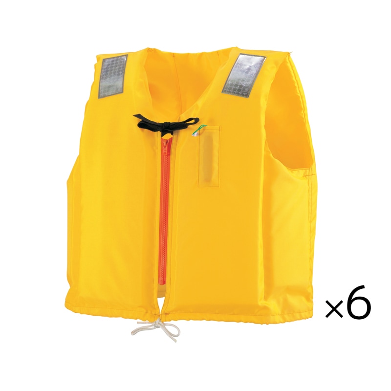 小型船舶用救命胴衣 ライフジャケット オーシャンC-2型イエロー 6着セット 船舶検査対応 水害対策