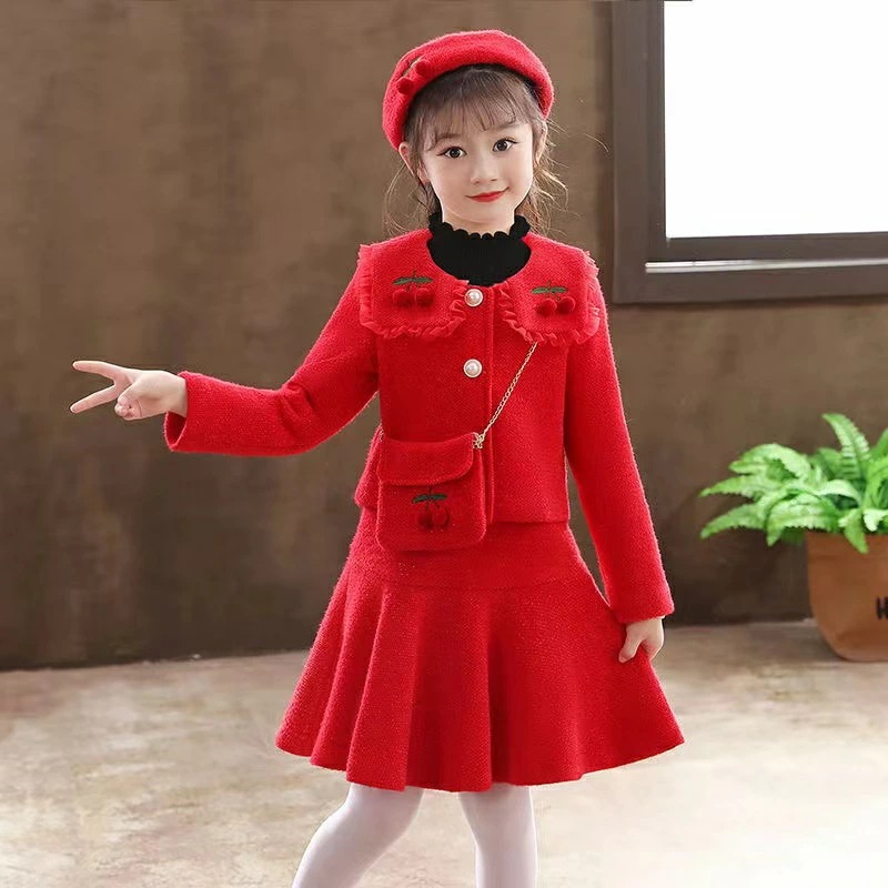 子供服 セットアップ ジャケット スカート 2点セット ツイードジャケット 冬 ツイード カバン付き アンサンブルスーツ プリーツスカート 女の子セットアップフォーマル お呼ばれ 入学式 入園式 七五