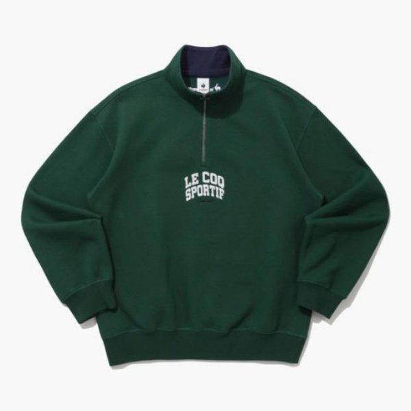 長袖Tシャツ UQC QP423TFSO4-DGN ハーフジップ 裏起毛 スウェットシャツ DARK GREEN