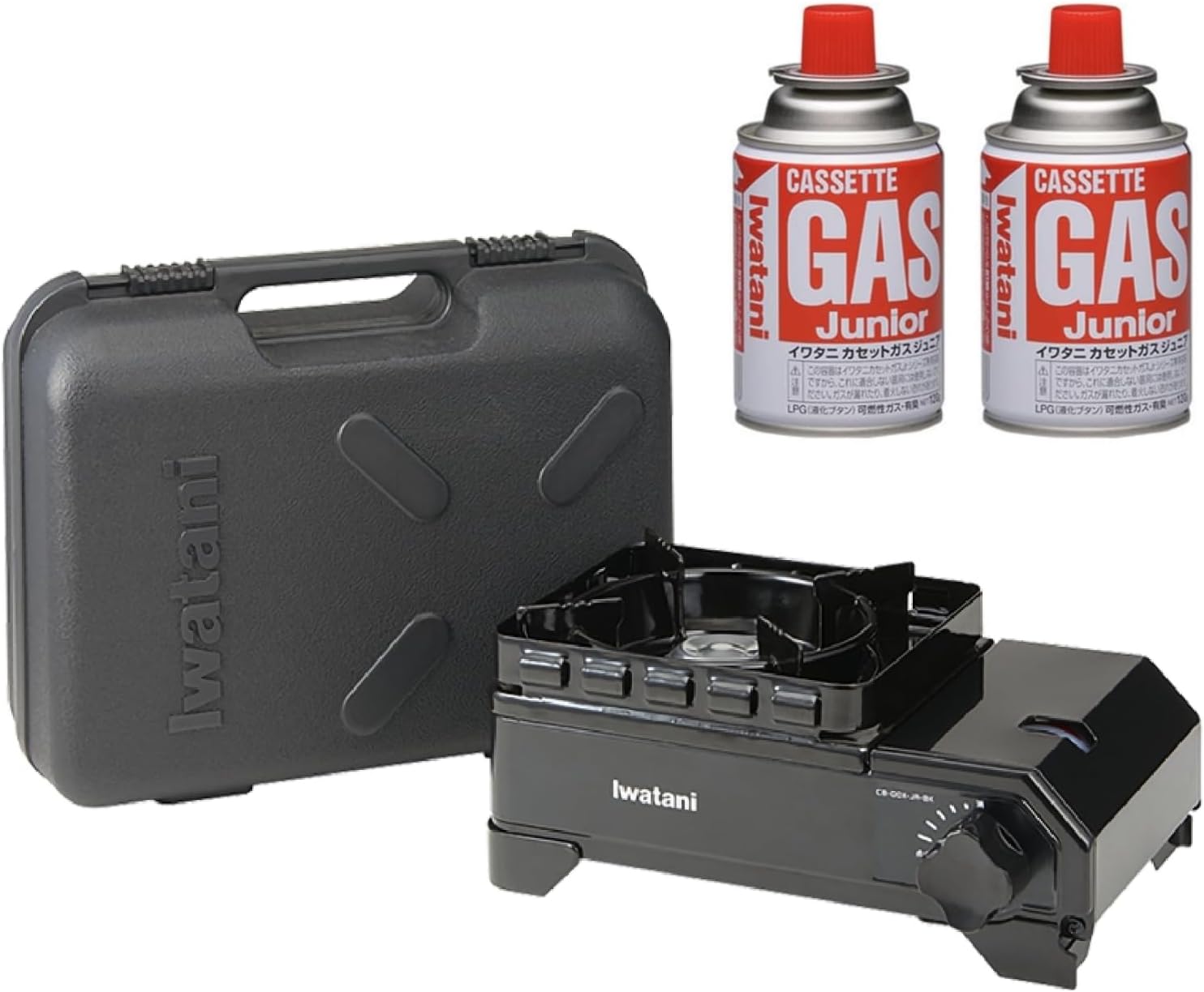 【セット商品】イワタニ Iwatani 岩谷 カセットフー タフまるジュニア CB-ODX-JR-BK ブラック ケース付き + ジュニアガス2Pセット