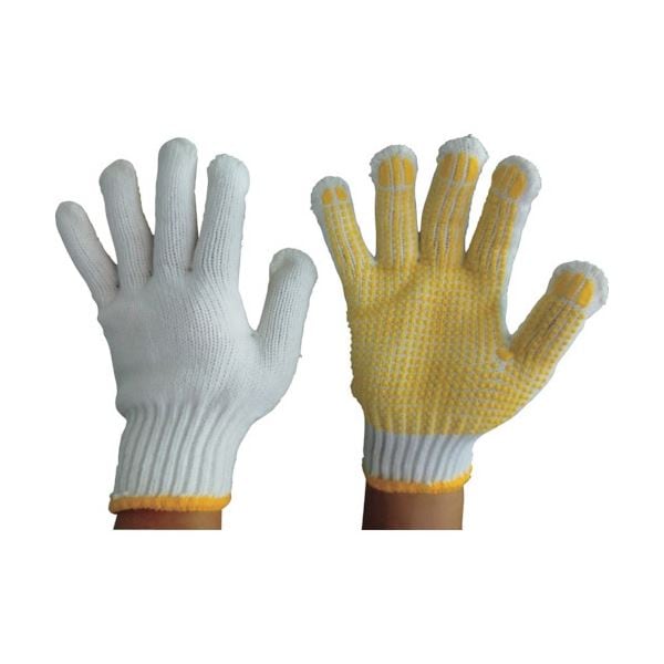 （まとめ）富士手袋工業 シノフィッティングすべり止め L ホワイト 1パック（10双）[x5]