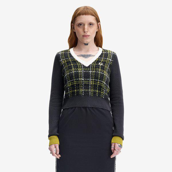 [レディース] タータンパネルニット - アンカーグレー AFPF2531152-297