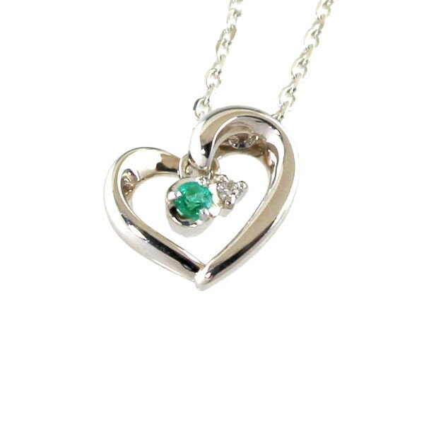 リボン済＆紙袋 ネックレス 正規品 レディース 5月誕生石 誕生日 ハートモチーフネックレス ペンダント プレゼント ダイヤモンド エメラルド アクセサリー エターナルシルバー 祝い