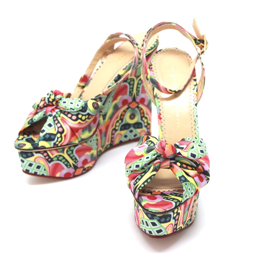 CHARLOTTE OLYMPIA シャーロットオリンピア サンダル ウェッジソール リボン ストラップ 靴 シルク マルチカラー 23,760円