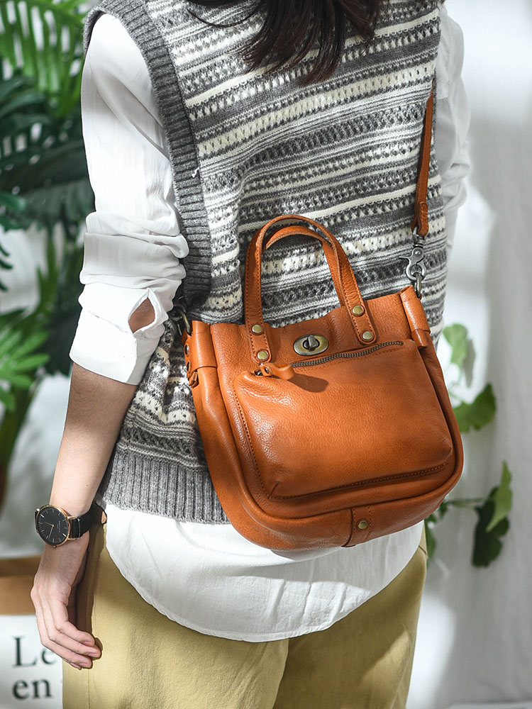 レトロハンドメイド文芸小新本革小円包頭層牛革斜め掛けシングルショルダー小包丸箱女性バッグ