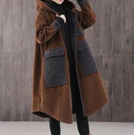 コーデュロイカジュアルコート アウター フーディー コート 長袖 フード付き ダウン コーデュロイ