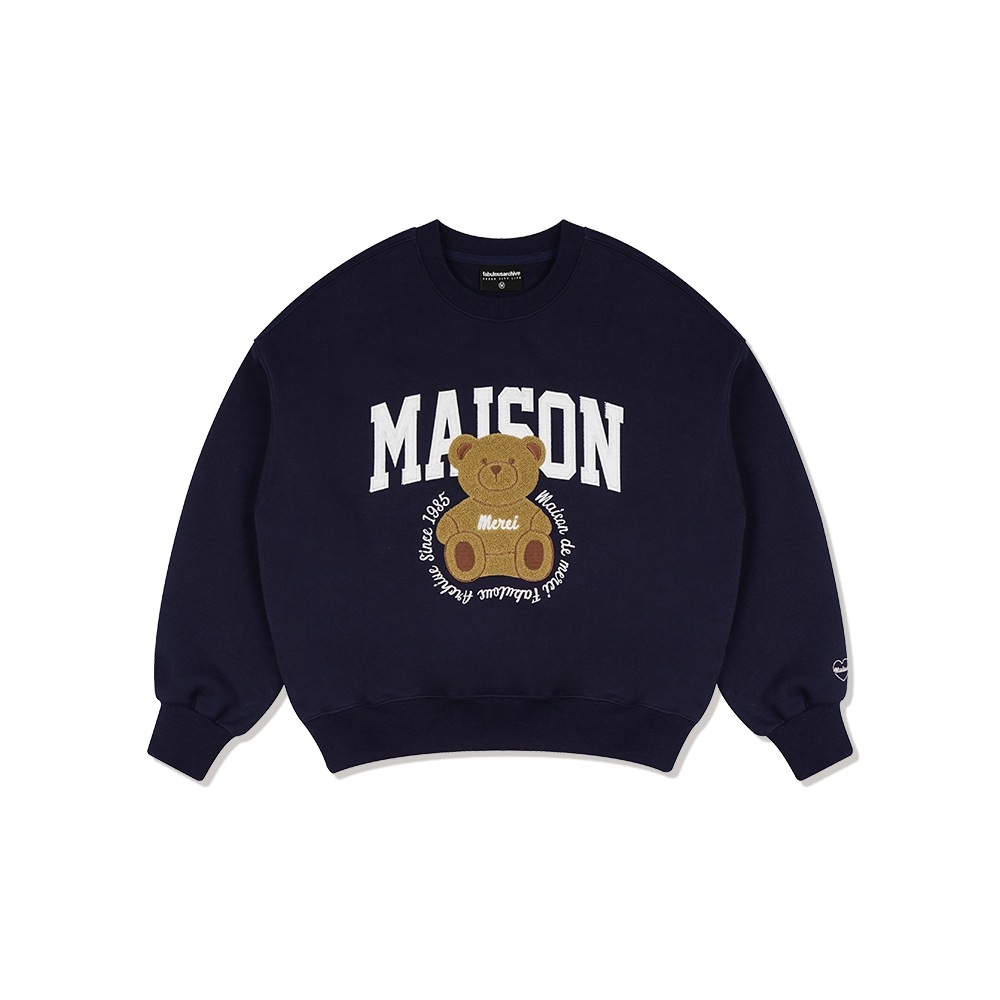 ファビュラスアーカイブ女性用クロップベアフレンズブックルスウェットシャツネイビー (FCC3TS449W)