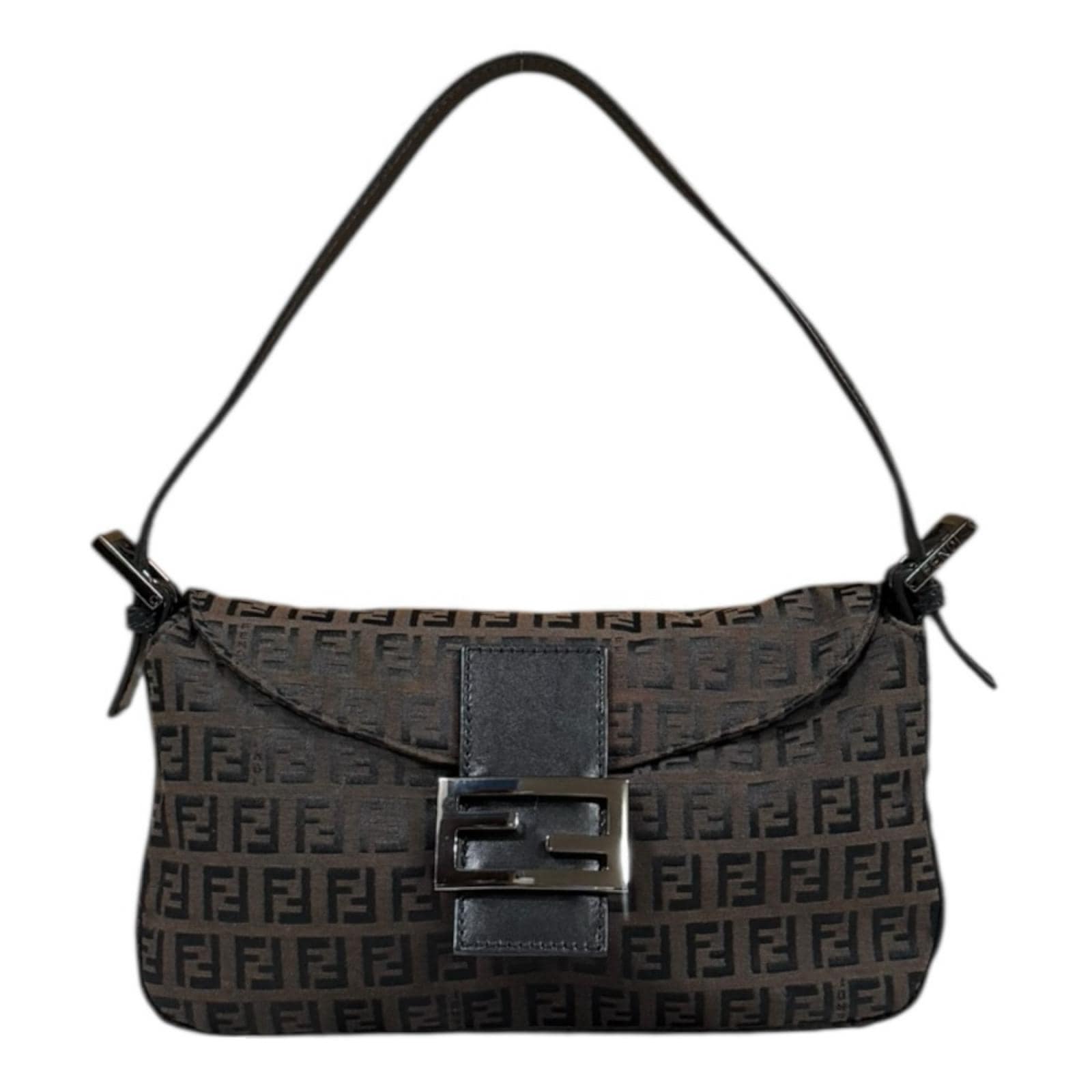フェンディ マンマバケット ズッキーノ ハンドバッグ キャンバス 8BR003 ブラウン FENDI 中古