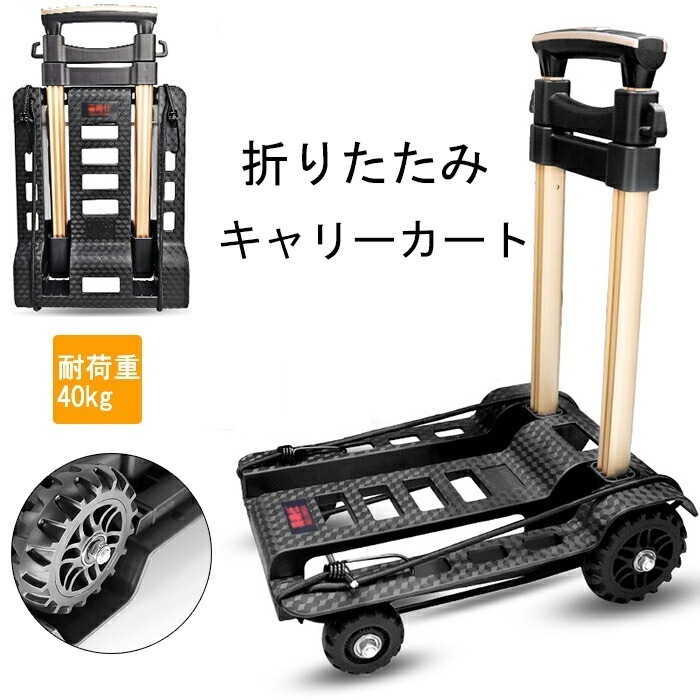 キャリーカート 折りたたみ 軽量 家庭用 持ち運ぶ 小型カート タイヤ補強 コンパクト 引っ越し 荷物運び ゴミだし ショッピング 釣り キャンプ バーベキュー ピクニック 最大耐荷重40kg