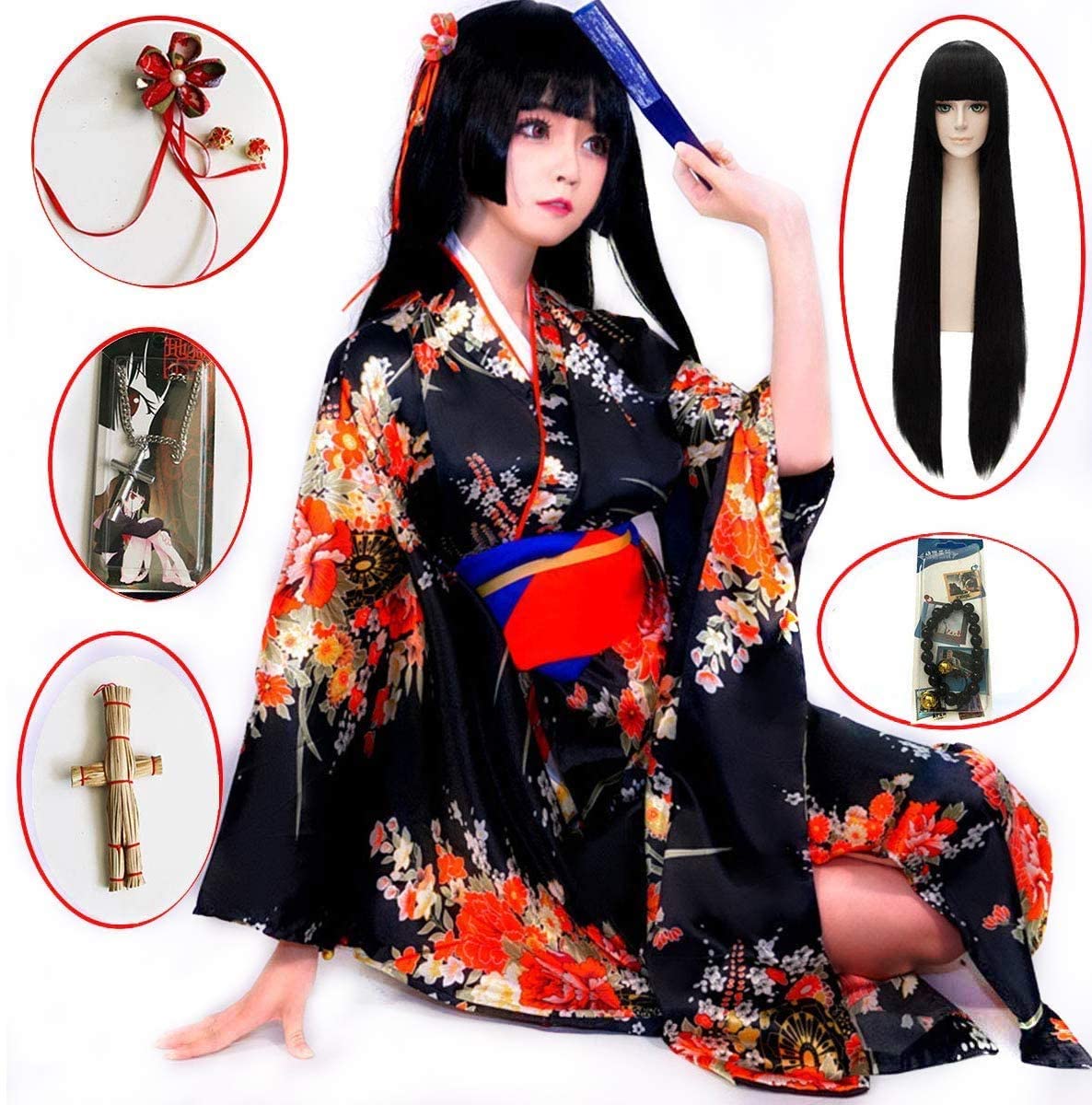付閻魔あい 風 和服 着物 振袖 ネット 仮装 花魁 コスプレ コスチューム 衣ウィッグ 10,658円