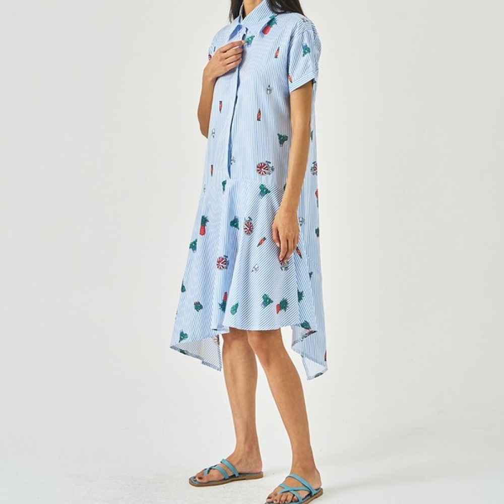 (UNIKE) カレンデイリーストライプカラードレス