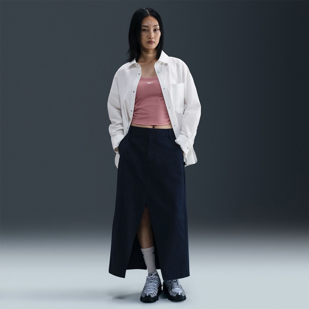 ナイキ スポーツウェア ポプリン レディース ルーズ ロングスリーブ ボタンアップトップ IH3990-100