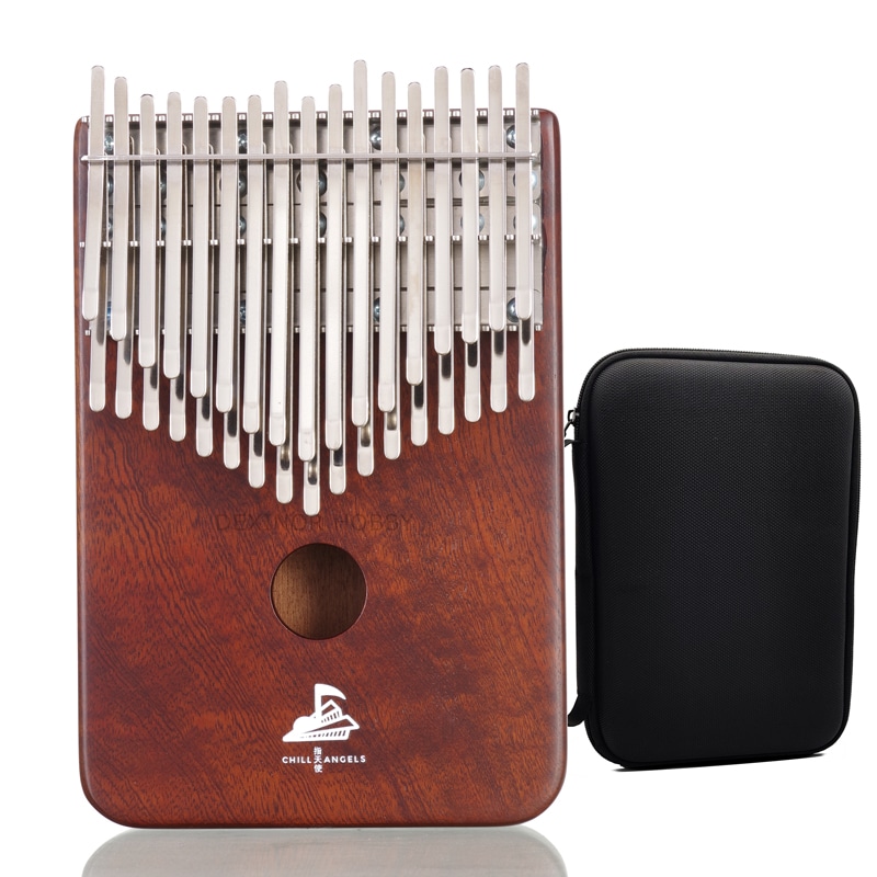 CHILL ANGELS プロ仕様34音カリンバ C調 半音付き34キーdual サペリ無垢材製 箱型 ハンドメイド楽器 音楽療法やプレゼントにな癒し系ミュージックギフト 防振収納ケース付き