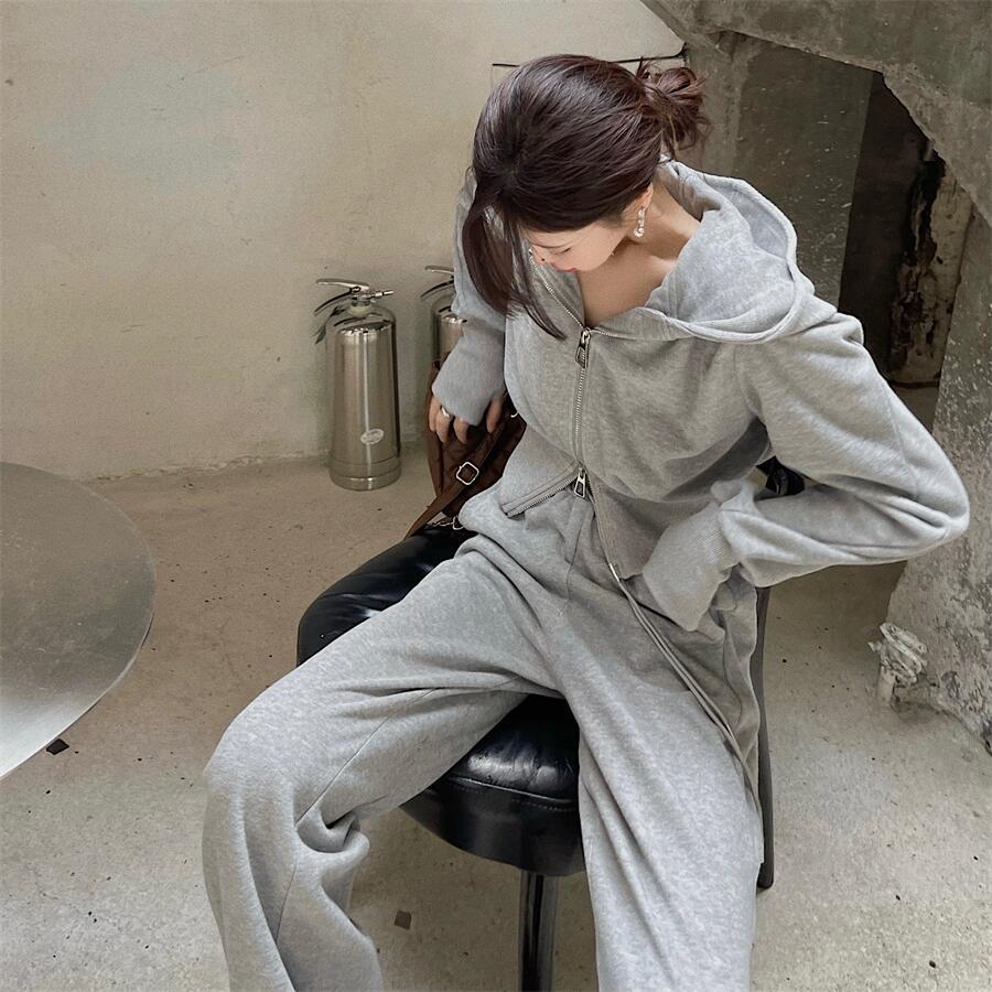 オールインワンセットアップセットアップパーカー スウェット トレーナー セットアップ アウター ロンT 初秋 二点セット ジャケット