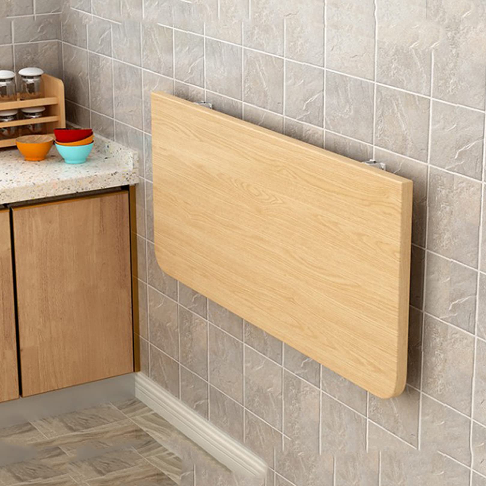 壁に取り付けられたフローティング木製テーブル折りたたみ式耐久性のあるスペース節約完璧な壁の山のテーブルキッチンダイニングルームの勉強キッチンディナーバー用 LWX