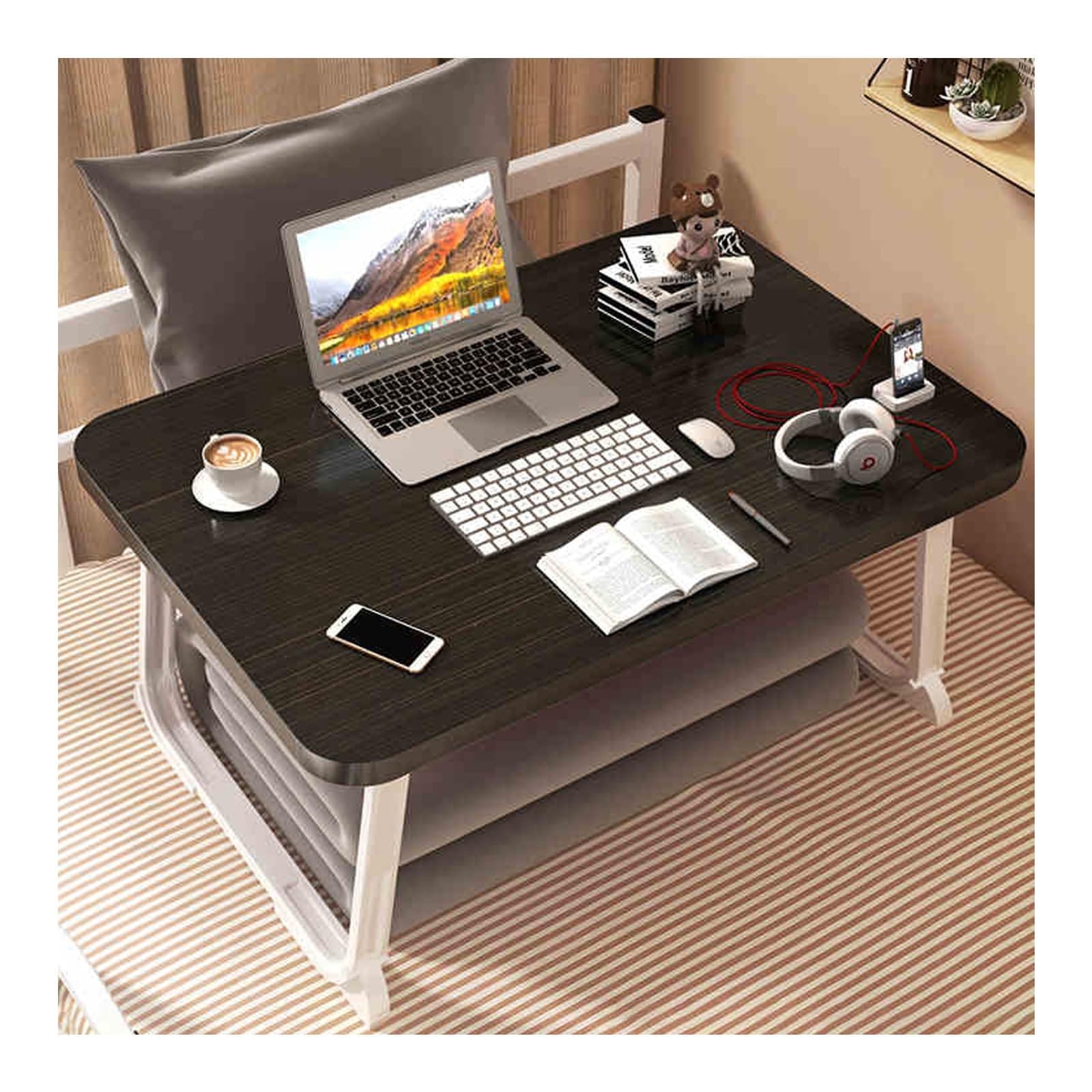 ラップトップデスクベッドローテーブルラップトップコンピュータートレイラップトップ用の折りたたみ式ベッドテーブル保存時にスペースを占有しないため折り畳まれたときは設置を必要としません Bea