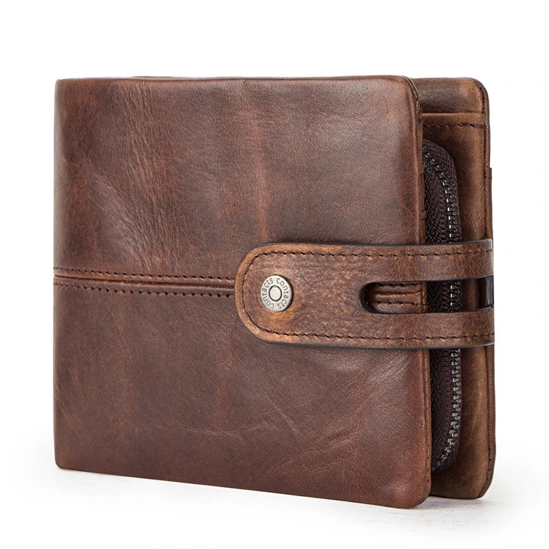 財布 メンズ 盗難防止 ブラシ 牛革 レトロ メンズ 財布