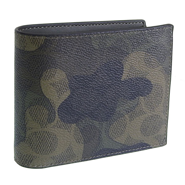 コーチ 財布 メンズ 二つ折り財布 アウトレット 札入れ 小銭入れなし カモフラージュ 3 IN 1 SIG CAMO CW232SAK COACH