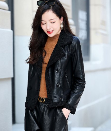 【取寄：納期2週間】ボア ライダースジャケット ジャケット アウター フェイクレザー 革ジャン もこもこ ショート丈 クール 大きいサイズ 大人 カジュアル シンプル スタジャン 無地 裏ボア 暖かい