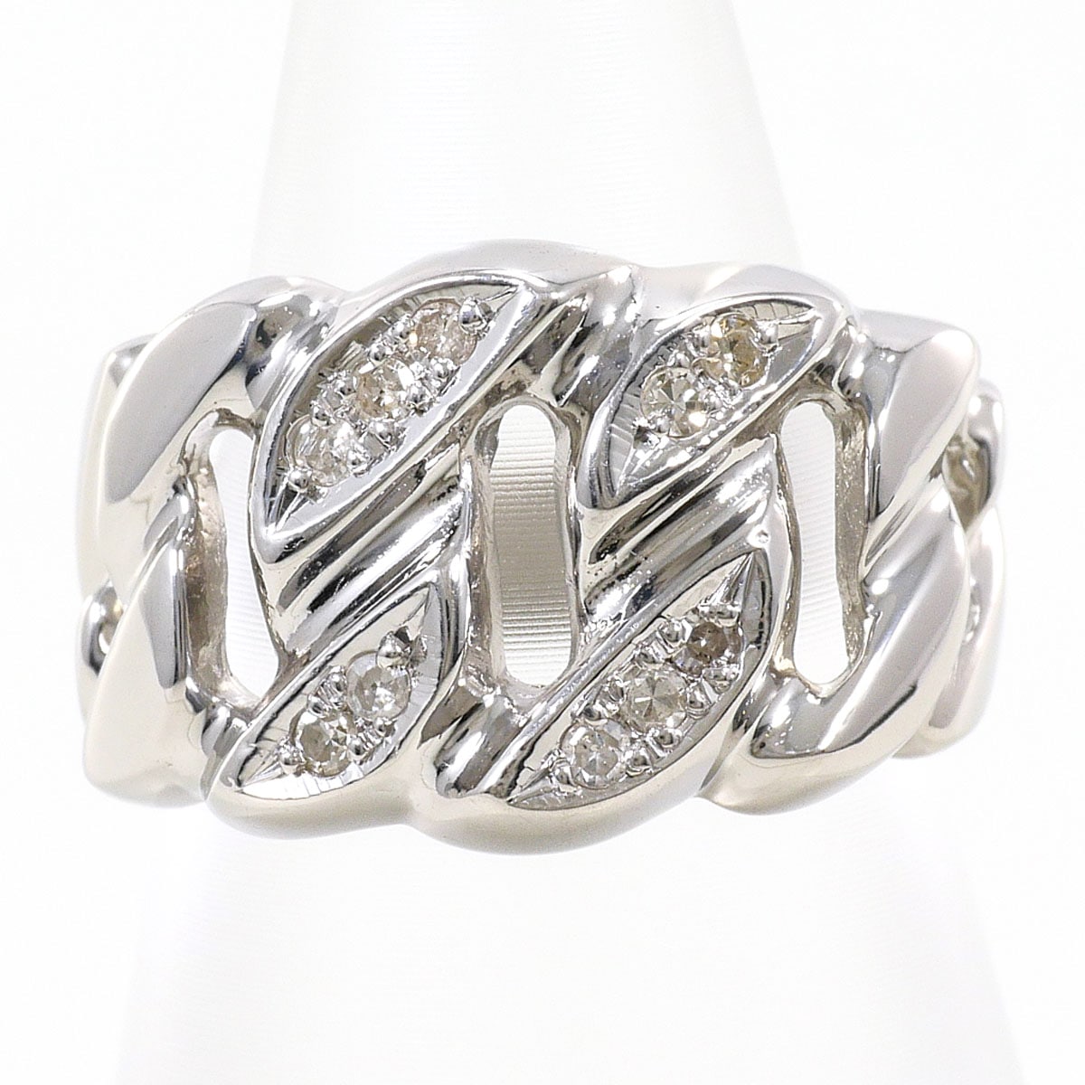 PT900 プラチナ リング・指輪 7.5号 ダイヤモンド 0.11 ct 鑑別書 総重量約6.4g ジュエリー 中古