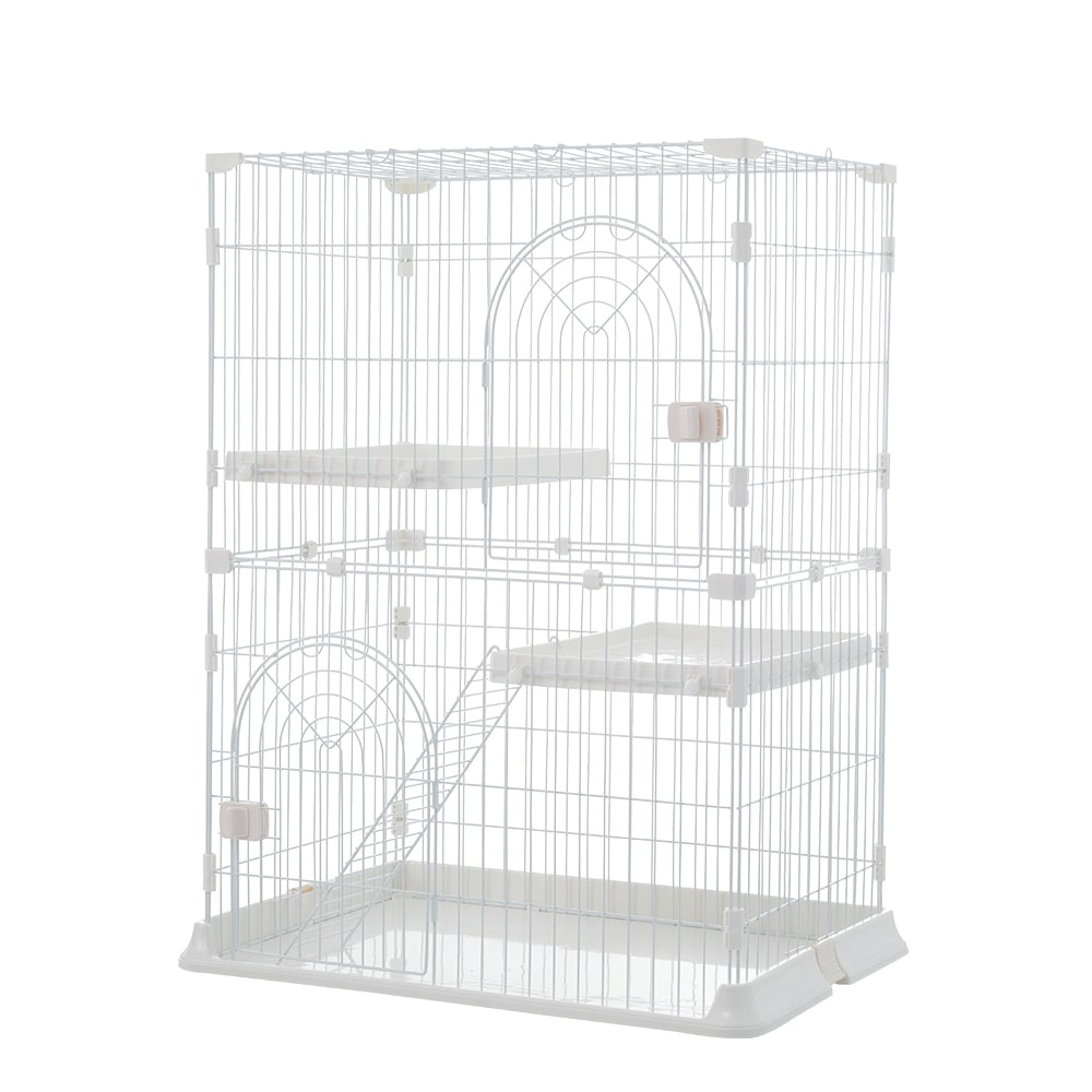 おしゃれ 猫 ケージ キャットケージ 2段 猫ゲージ おしゃれ キャットハウス ネコ ハウス 多段 留守番 保護 脱走防止 多頭飼いペットケージ【ホワイト】【M】