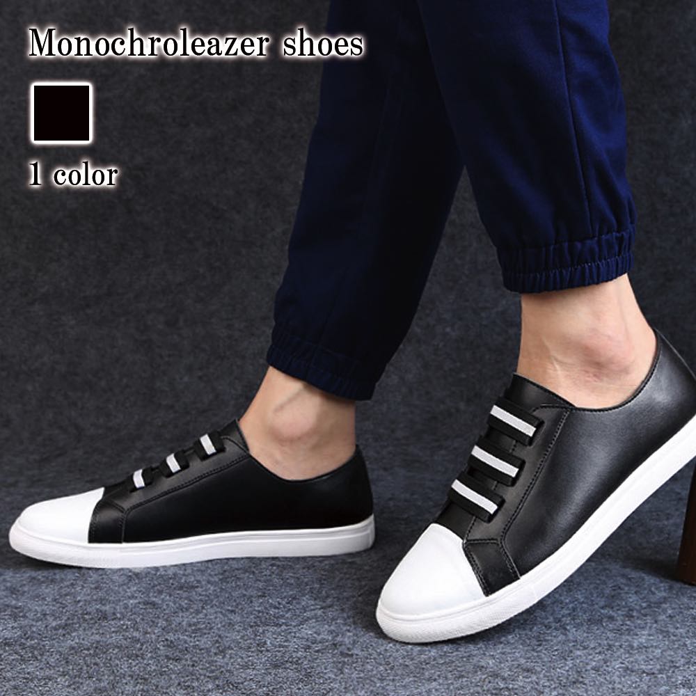 スニーカー メンズ モノクロレザーシューズ 秋 ローカット シークレットシューズ 黒 夏 かかとなし 厚底 春 白 レザー 本革 ホワイト マジック おしゃれ 靴紐 疲れない 身長UP ウォーキング