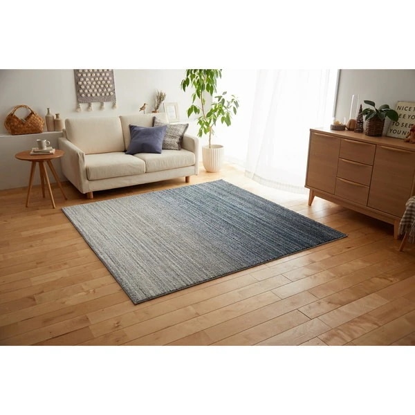 スミノエ 防炎 防ダニ ラグ オンブレー 130×190cm ブルー メーカー直送