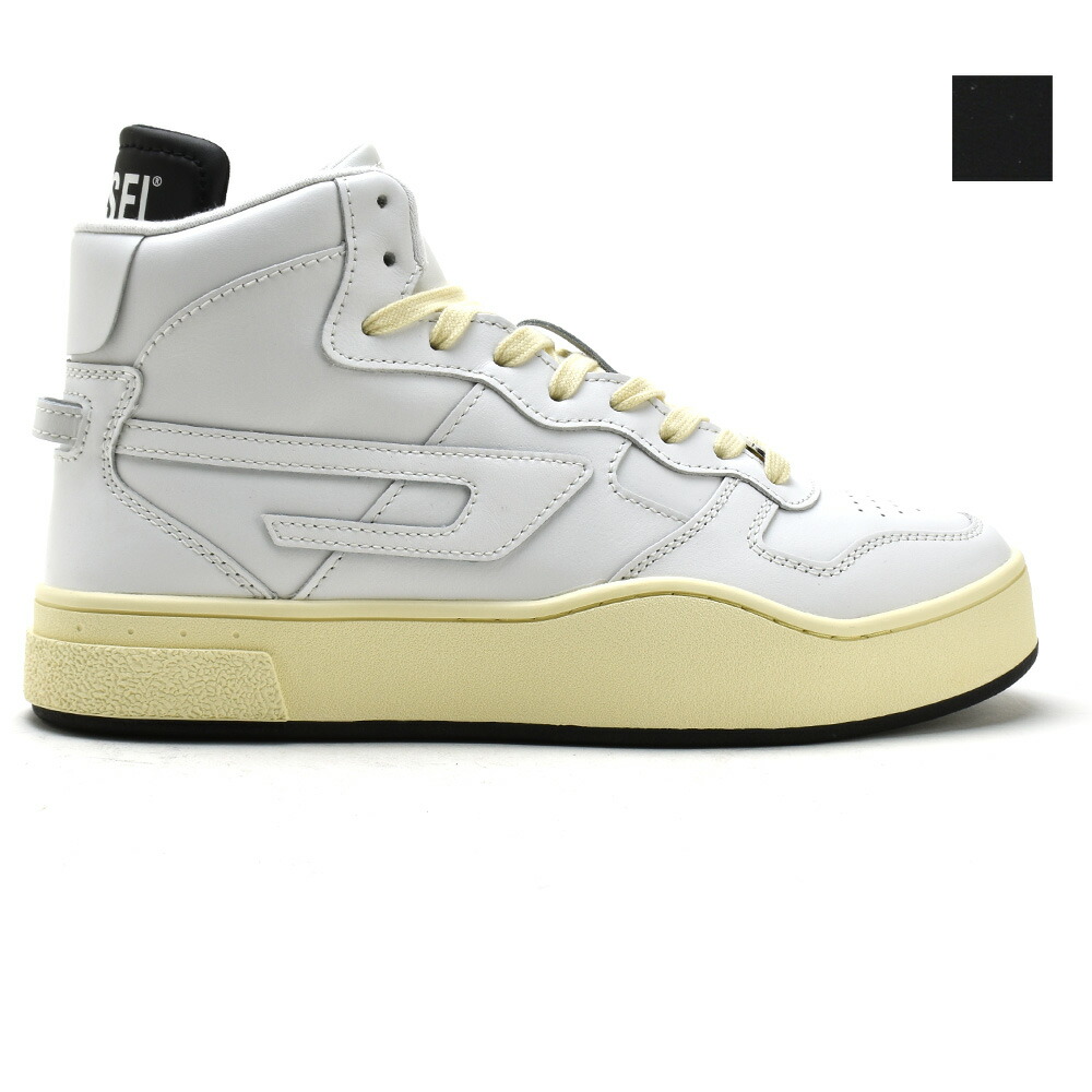 ディーゼル スニーカー メンズ ハイカット シューズ 靴 レザー ホワイト ブラック 白 黒 DIESEL S-UKIYO MID X[2961013]