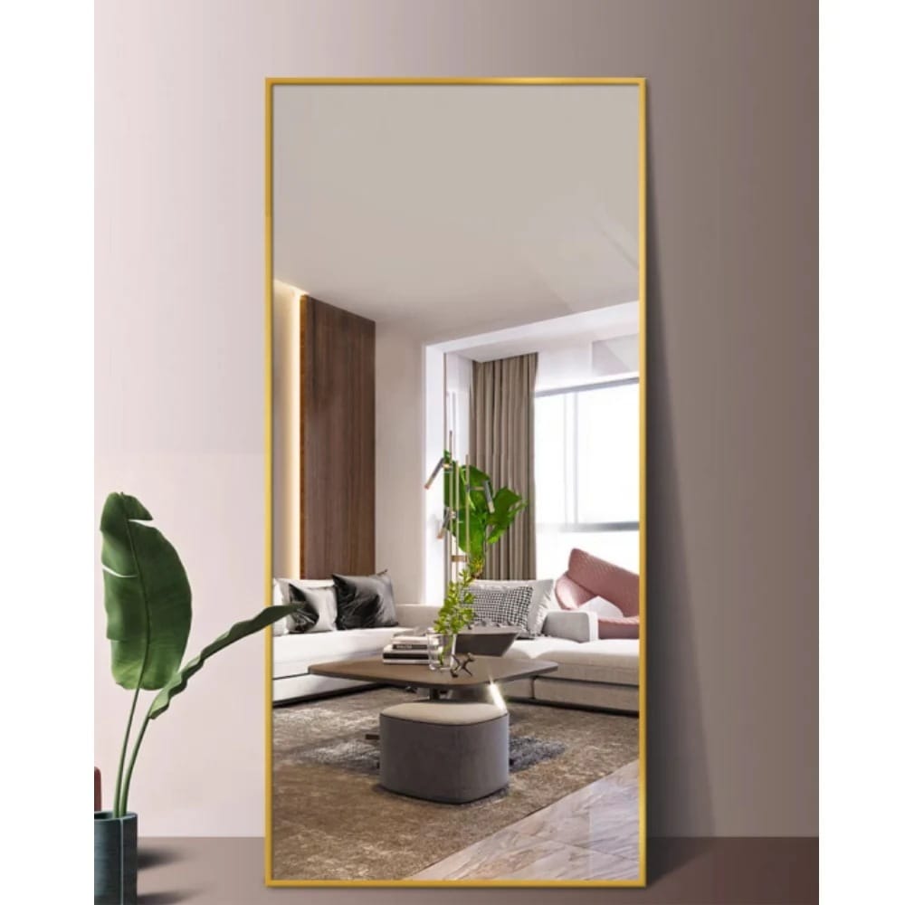 2028全身鏡 姿見鏡 スタンドミラー 強化ガラス アルミ 直角 壁掛けミラー 立てかけ 姿見 鏡 ミラー おしゃれ 大型 飛散防止 160*50CM ゴールド 8,845円