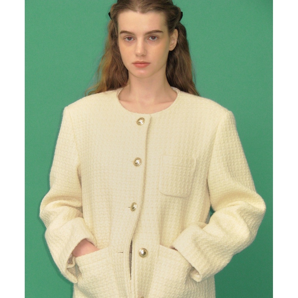 サムウェアバターベラツイードジャケット-アイボリー