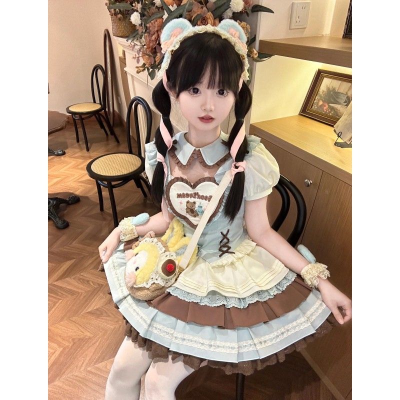 cosplay ロリータ かわいい 甘い 腰をすぼめる シャツ着 ハイウエスト ぱっと提示 ケーキのスカート 少女 セットメガ割カラコンサンダル f Yt ハニーズ 5,128円