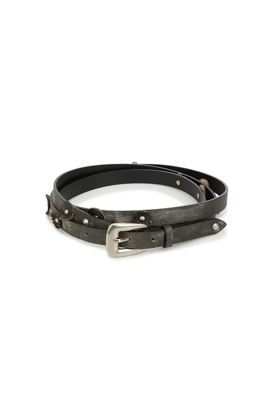 【OPEN Yy】 26SS WRAP AROUND FLOWER-STUD BELT : CHARCOAL