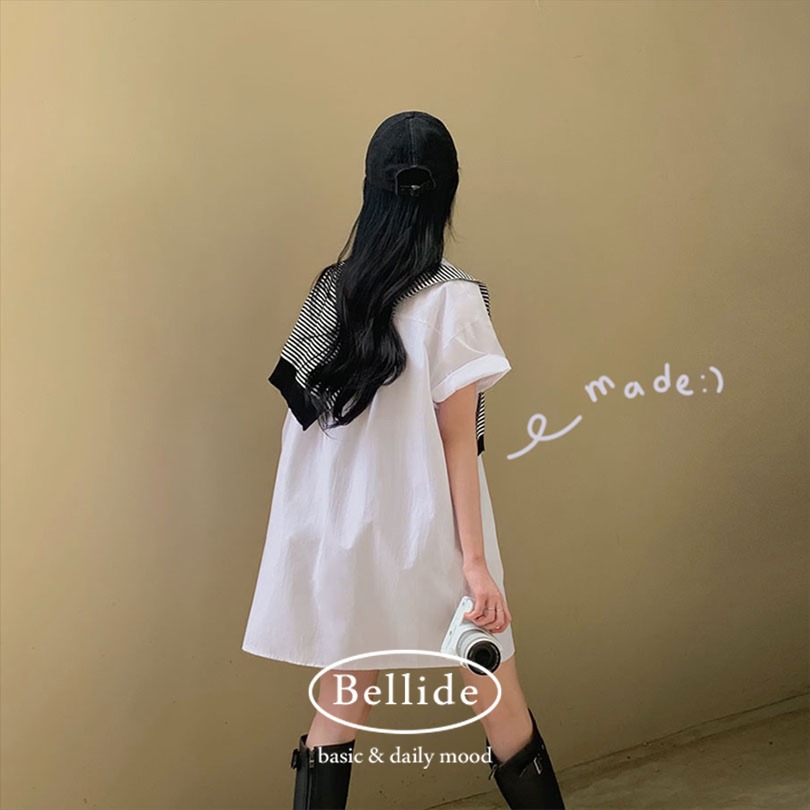 韓国の女性ファッション/ [BELLIDE MADE] キャンデー半袖シャツワンピース op1260