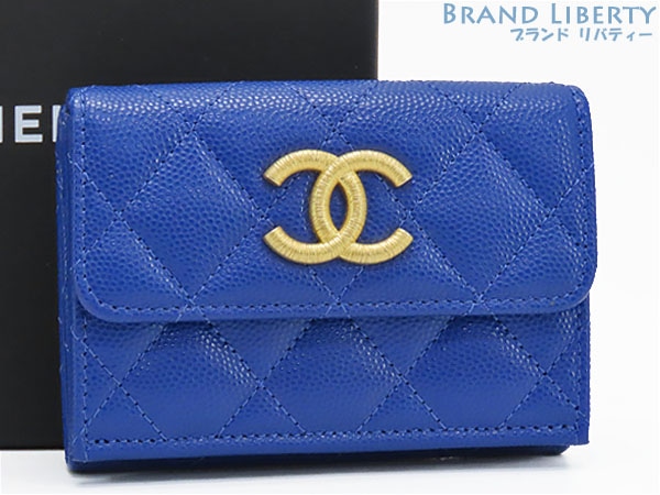 激レア未使用シャネルマトラッセココマークキャビアスキンスモールフラップウォレットミニウォレット三つ折り財布AP3518