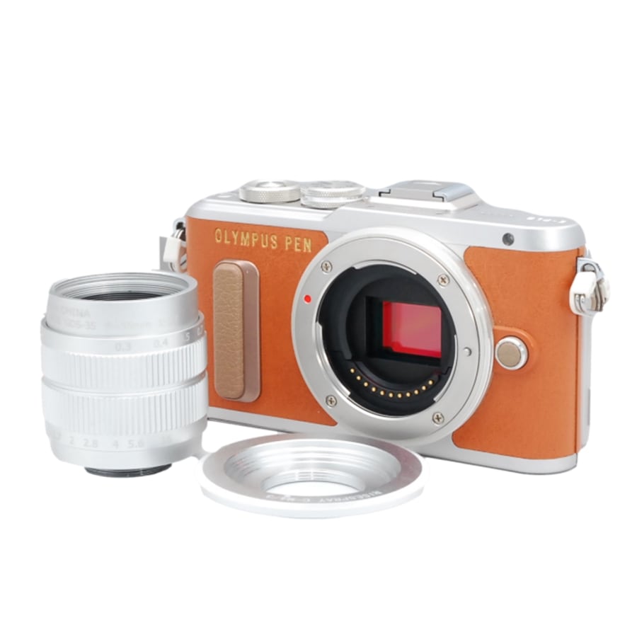 PEN E-PL8 MF 35mm F1.7 レンズセット ブラウン ミラーレス 一眼レフ カメラ 中古