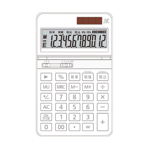 送料無料 12桁卓上タイプ 中型電卓 （まとめ）AURORA ホワイト 1台[x5セット] DT700TXW 生活家電用アクセサリ・部品
