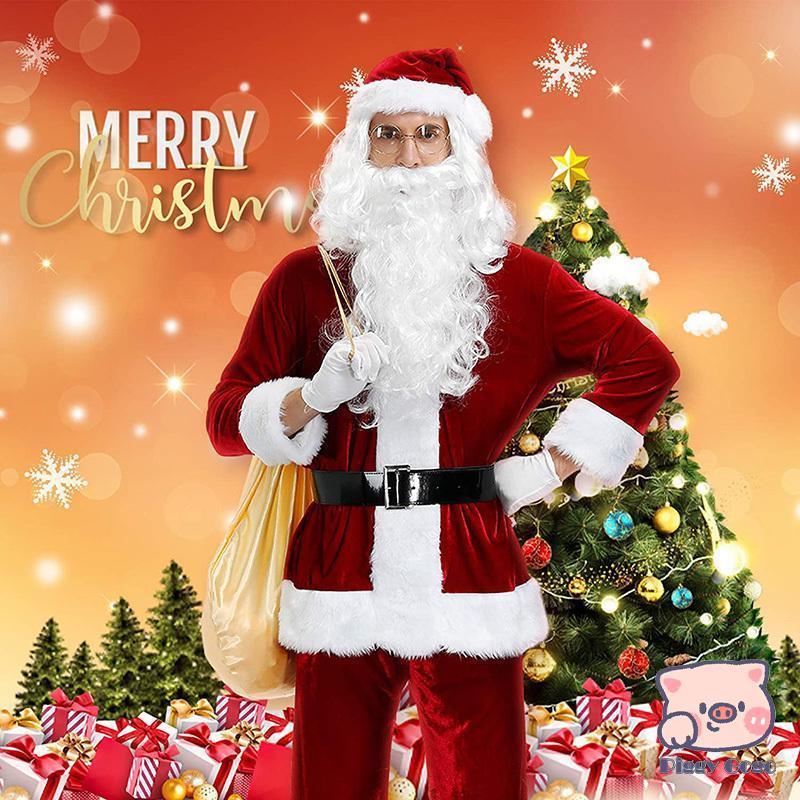 メンズ サンタクロース コスプレ 衣装 クリスマス 仮装 コスチューム 大きいサイズ 9点 セット